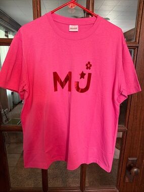 Marc Jacobs Fragrances Hot Pink MJ Logo Graphic T-Shirt Large Cotton Promo Tee